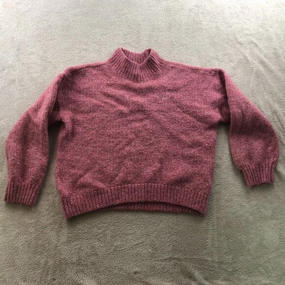 Old Navy Girls Sweater Large Pink Cozy Mock-Neck Shaker-Stitch Cozy - Picture 7 of 8